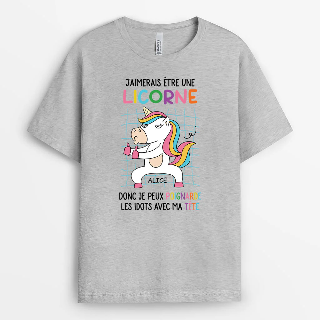 T-Shirt Personnalisé Femme – J’aimerais Être Une Licorne - Image 2