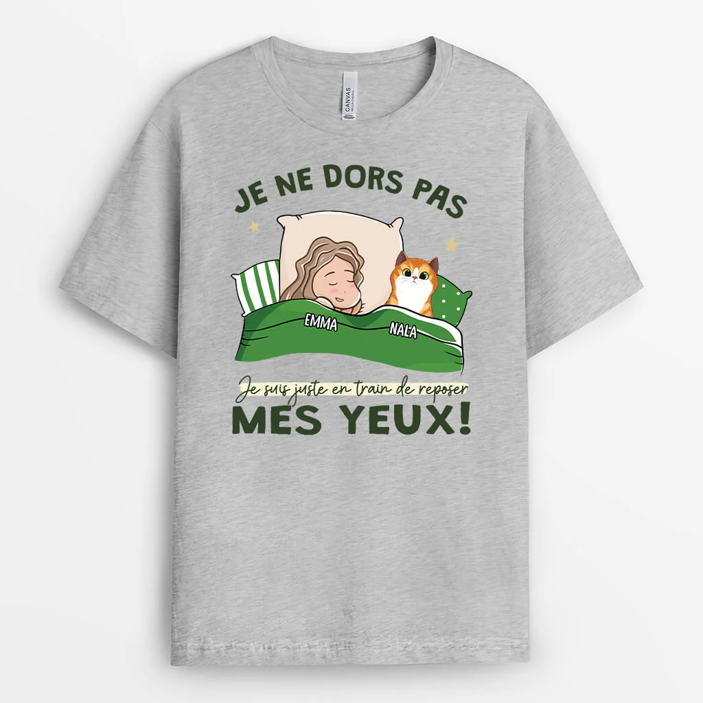 Tee Shirt Personnalisé Humour – Je Ne Dors Pas Chat - Image 2
