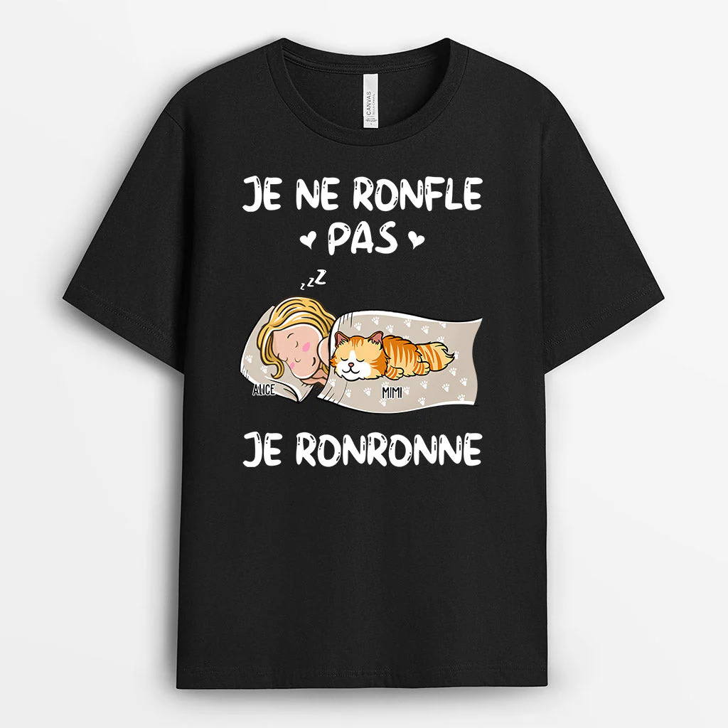 Tee Shirt Chat Personnalisé – Je Ne Ronfle Pas, Je Ronronne