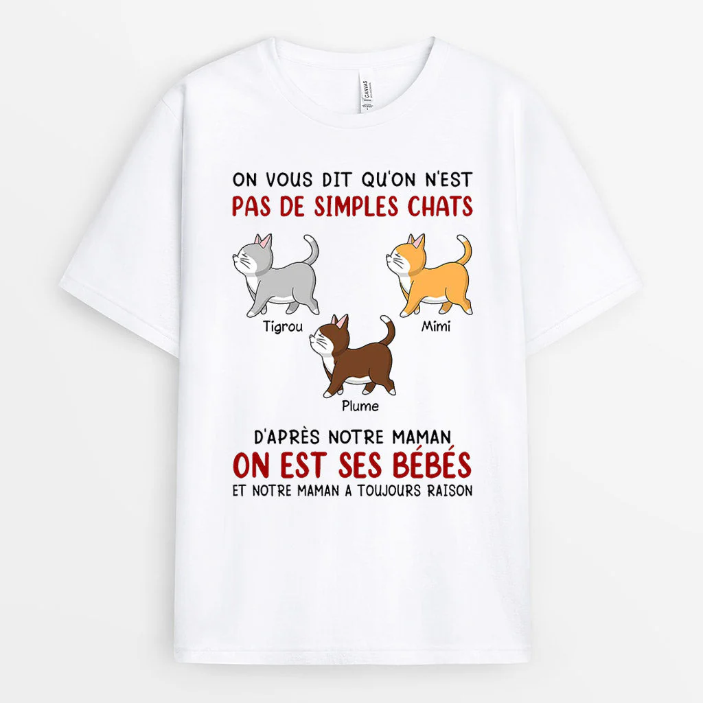 Tee Shirt Personnalisé Chat - D'après Notre Maman, On Est Ses Bébés