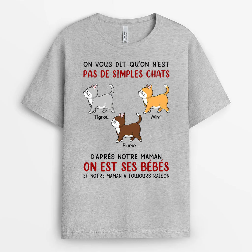 Tee Shirt Personnalisé Chat - D'après Notre Maman, On Est Ses Bébés - Image 2