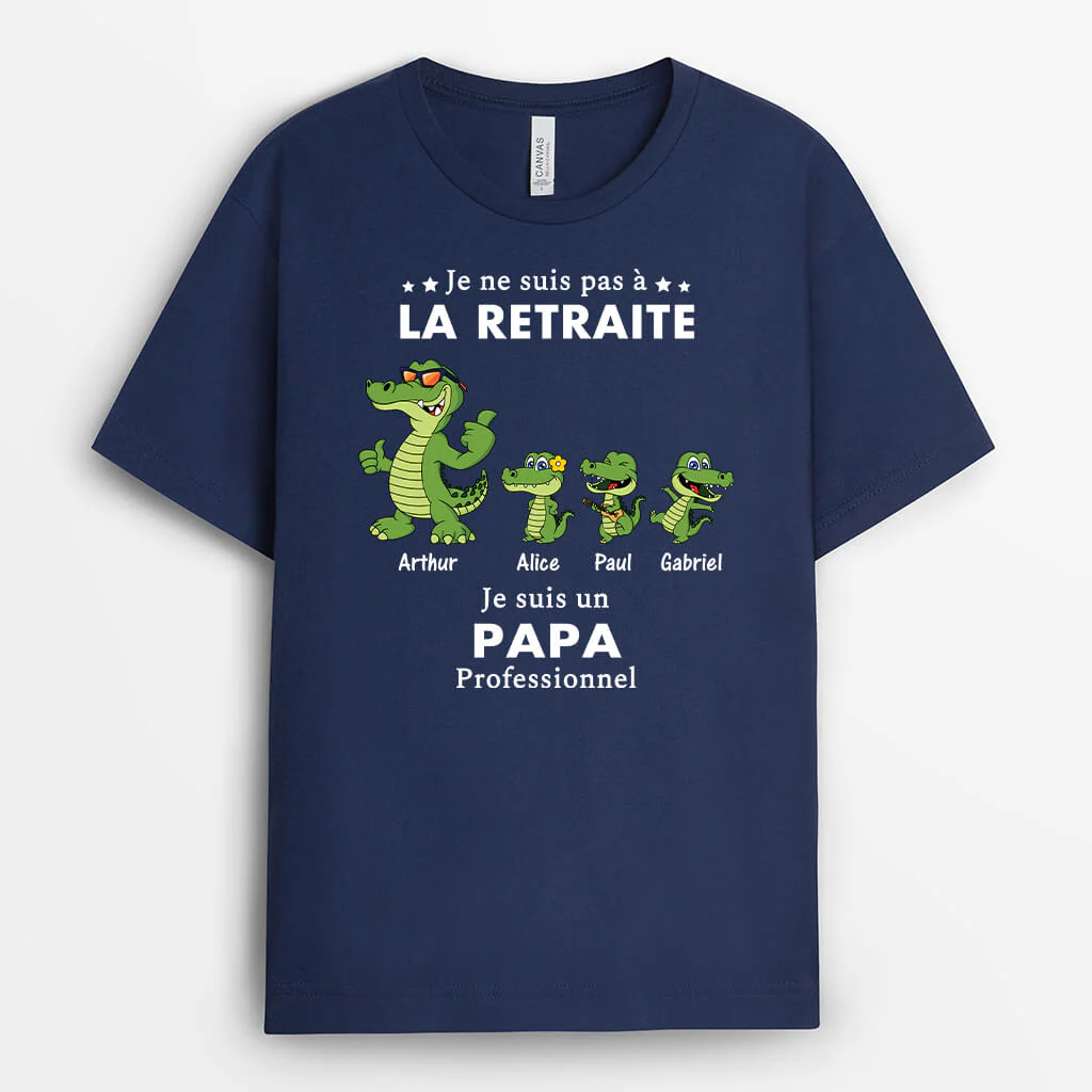 Tee Shirt Retraite Homme Personnalisé – Papy Crocodile Professionnel - Image 2