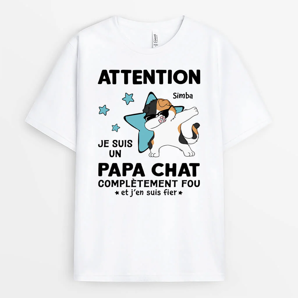 Tee Shirt Personnalisé - Papa Maman Chat Complètement Folle - Image 2