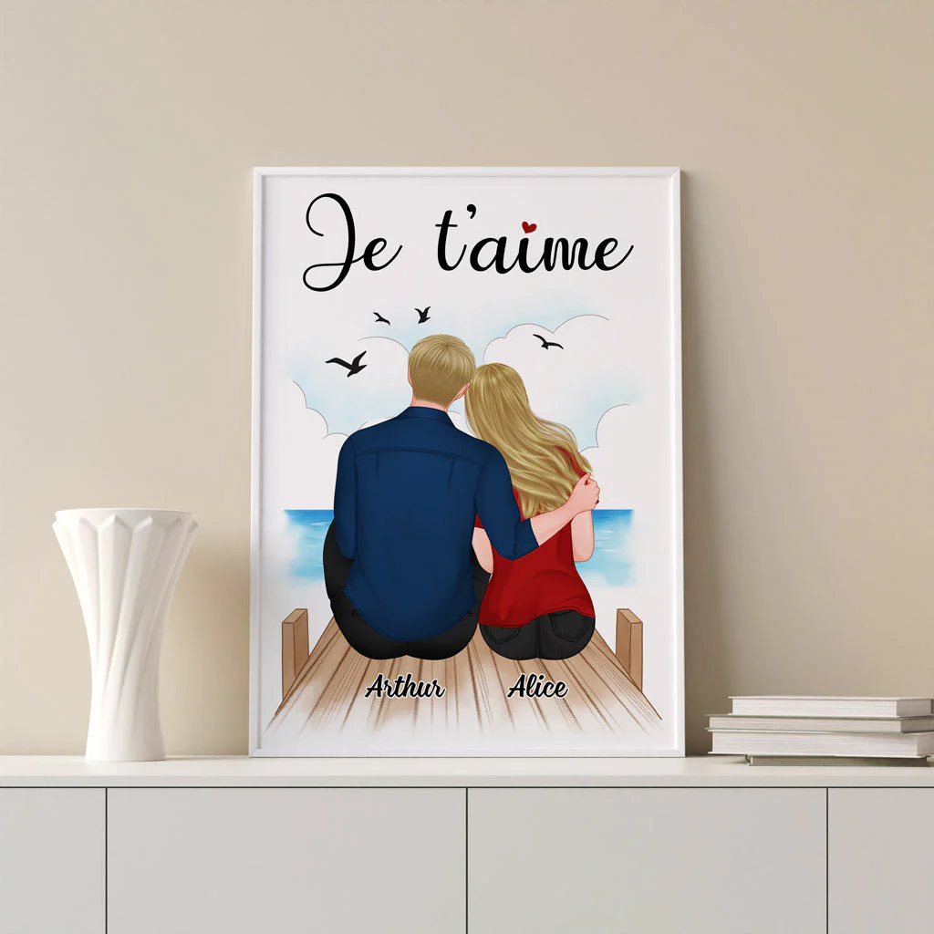 Poster Couple Personnalisé - Je t'aime - Image 3
