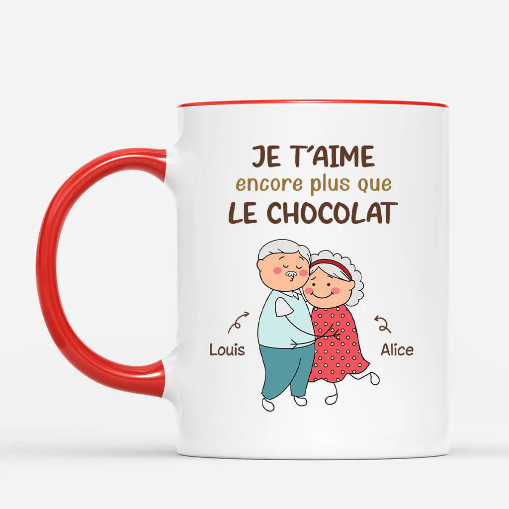 Mug Personnalisé Couple - Je T'Aime Encore Plus Que Le Chocolat Avec Visages - Image 2