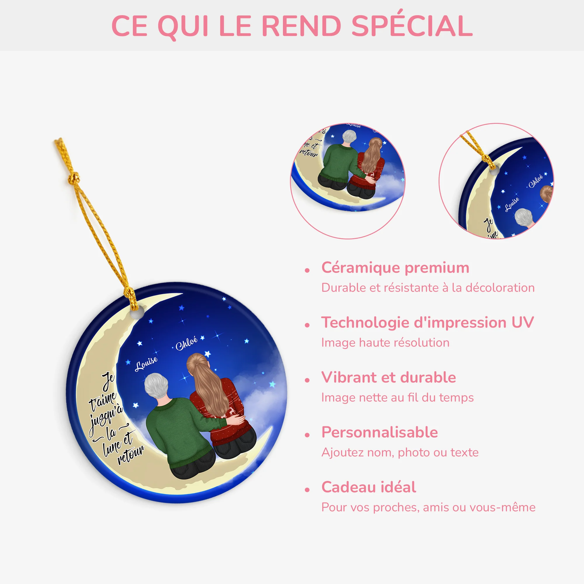 Ornement Je T'aime Jusqu'à La Lune Et Retour Personnalisé - Image 4