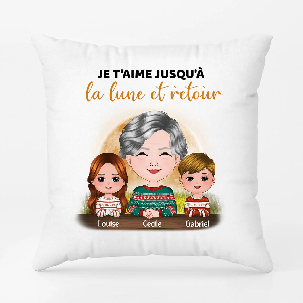 Coussin personnalisé Noël – Je t’aime Mamie - Image 2