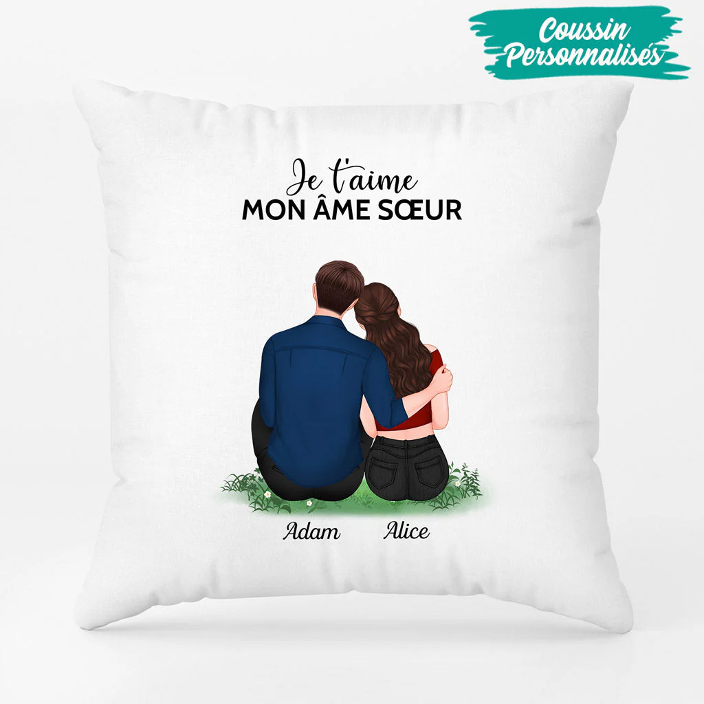 Coussin Je t'aime Mon Âme Sœur - Cadeau Couple Personnalisé - Image 2