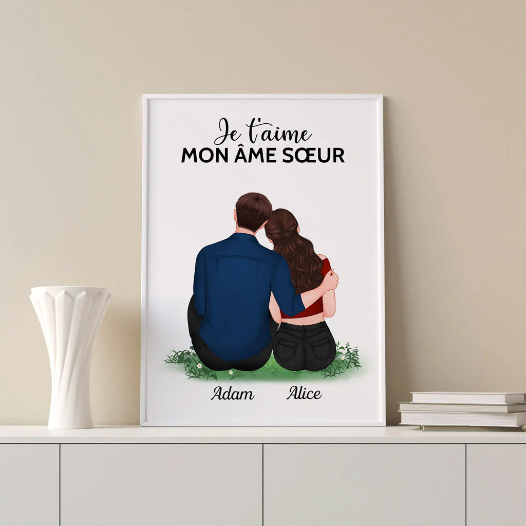 Poster Couple Personnalisé - Je T'aime, Mon Âme Sœur - Image 3