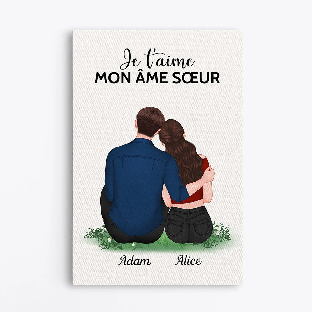 Toile Personnalisée Couple - Je T’aime Mon Âme Sœur