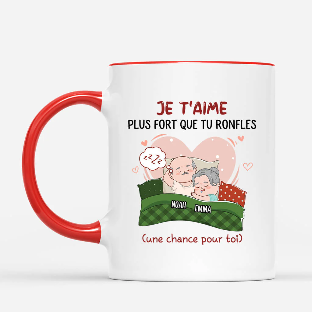 Mug Personnalisé Couple – Je T’Aime Plus Fort Que Tu Ronfles - Image 2