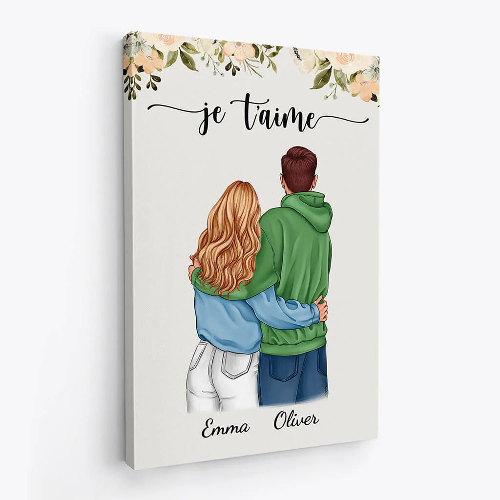 Toile Personnalisée Couple - Je T’aime Version Tourner Le Dos - Image 2
