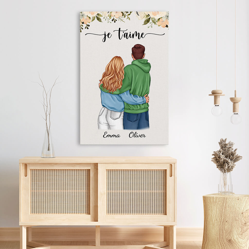 Toile Personnalisée Couple - Je T’aime Version Tourner Le Dos - Image 3
