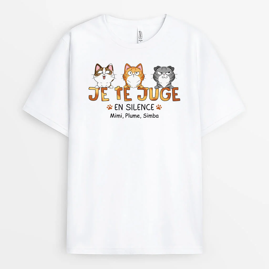 T shirt Personnalisé Chat - Je Te Juge En Silence