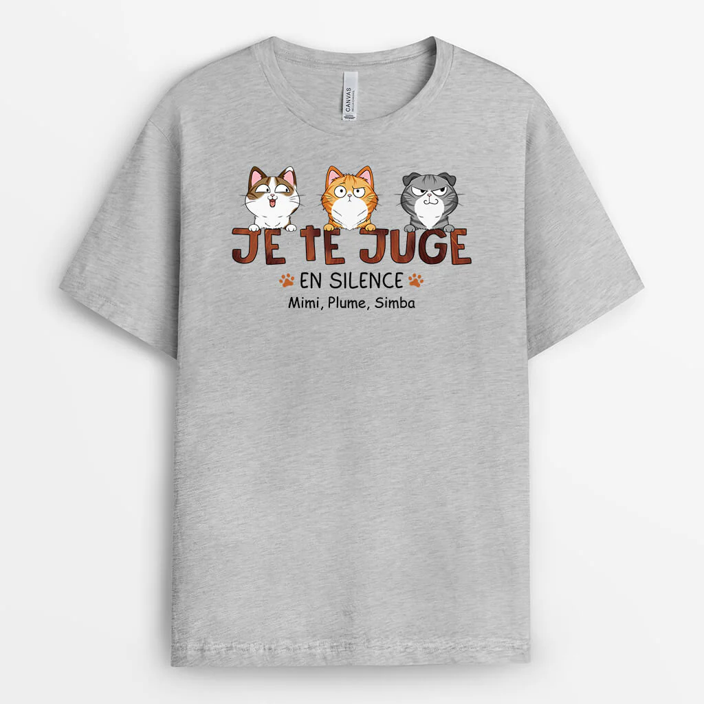 T shirt Personnalisé Chat - Je Te Juge En Silence - Image 2