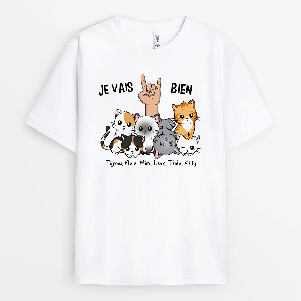 Tee Shirt Personnalisé Chat – Je Vais Bien Avec Les Chats Mignons
