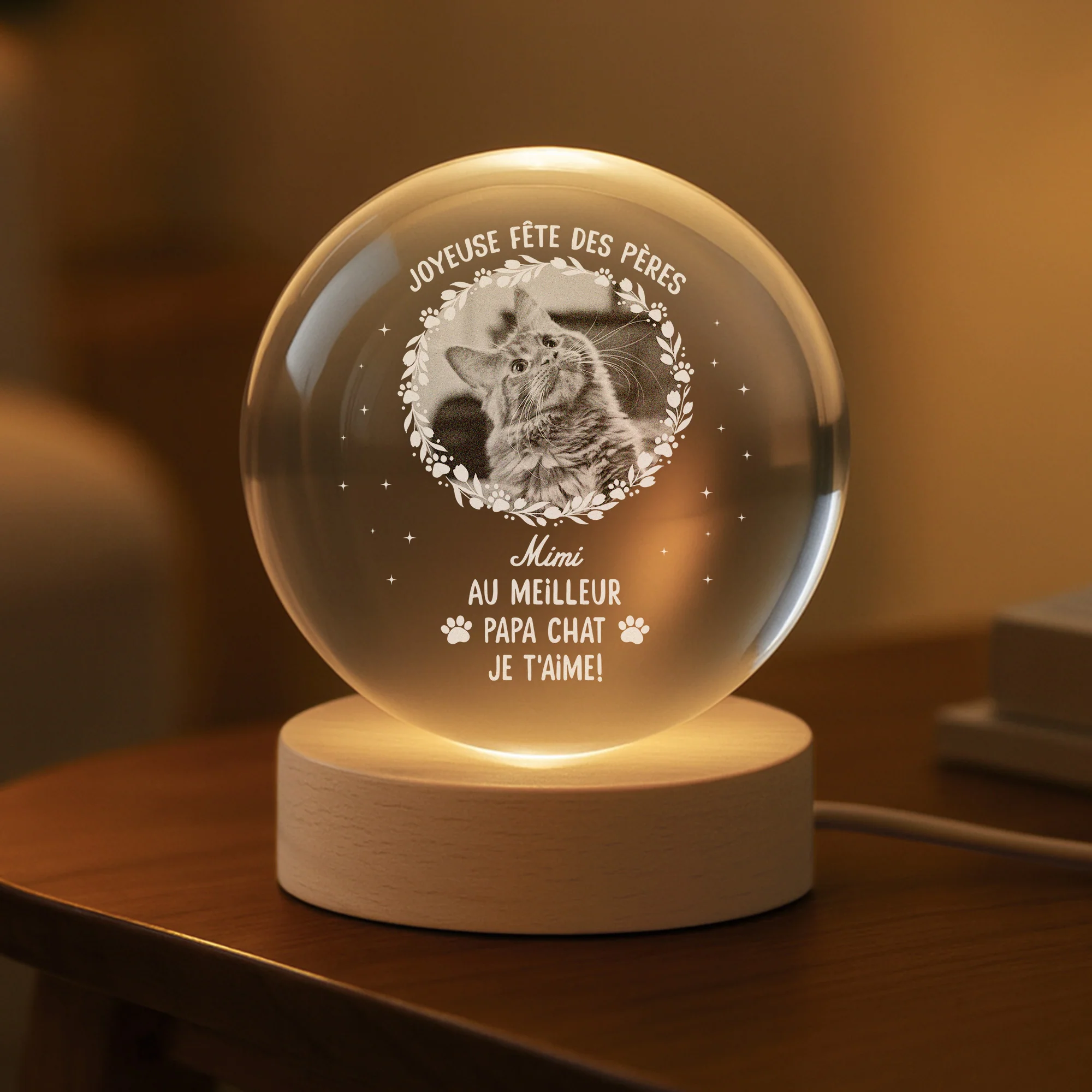 Veilleuse Boule De Cristal Personnalisée Avec Photo - Joyeuse Fête Des Mères De Chien - Image 2
