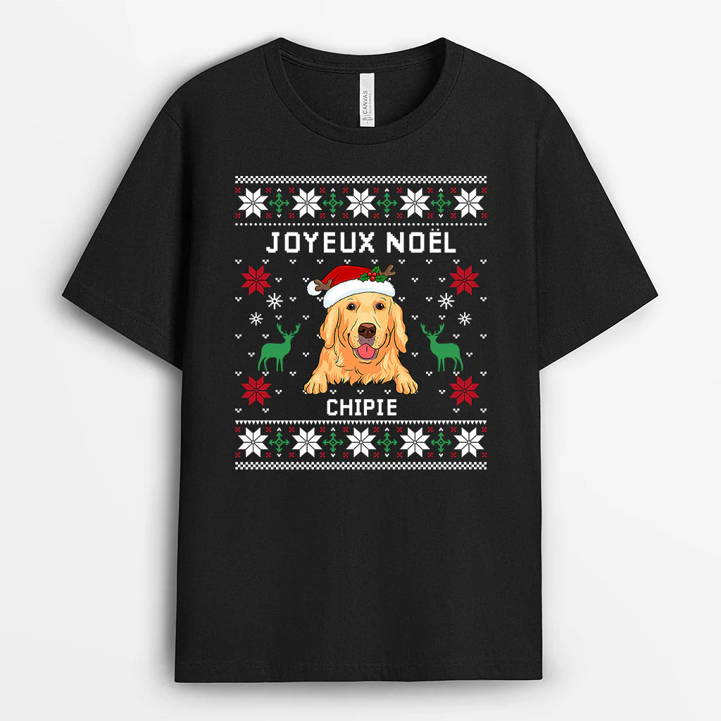 Cadeau De Noël Personnalisé – T-Shirt Joyeux Noël Amoureux Des Chiens