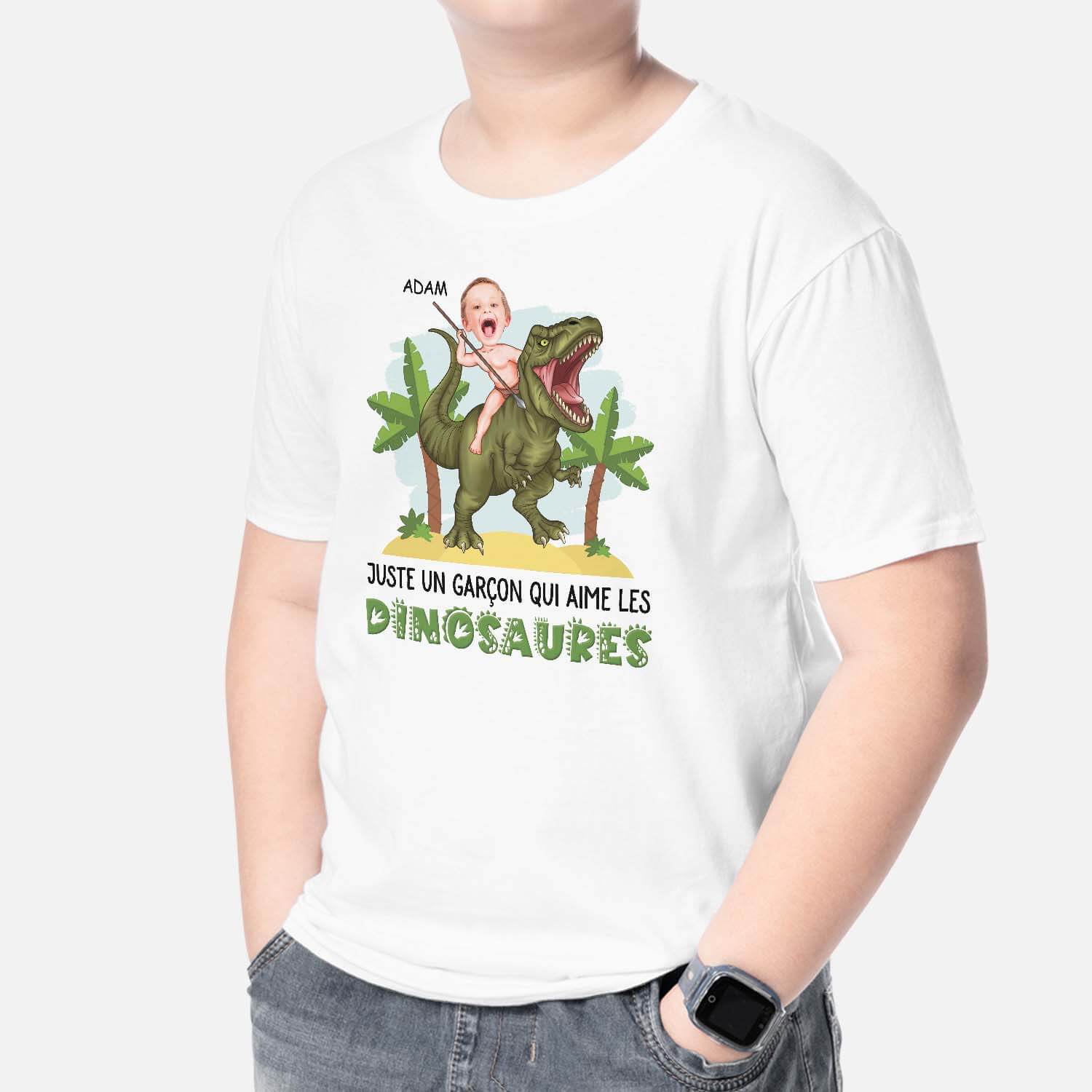T-Shirt Enfant Personnalisé Dinosaures – Juste Un Garçon Qui Aime Les Dinosaures