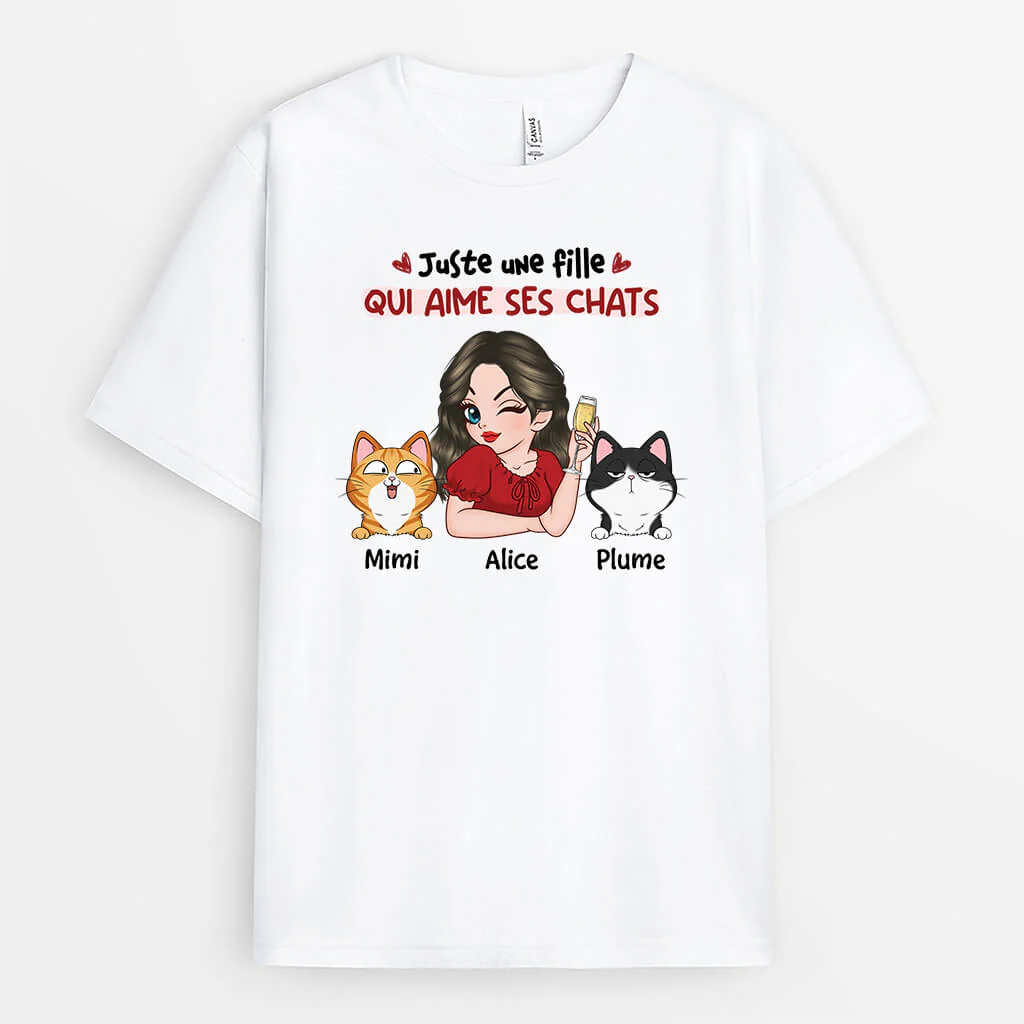 T shirt Personnalisé Avec Chat - Juste Une Fille Qui Aime Ses Chats