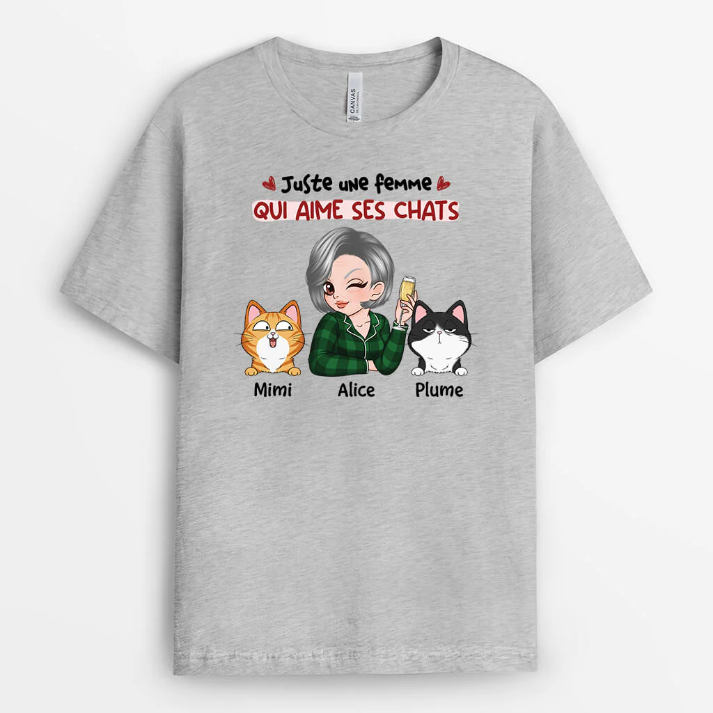 T shirt Personnalisé Avec Chat - Juste Une Fille Qui Aime Ses Chats - Image 2