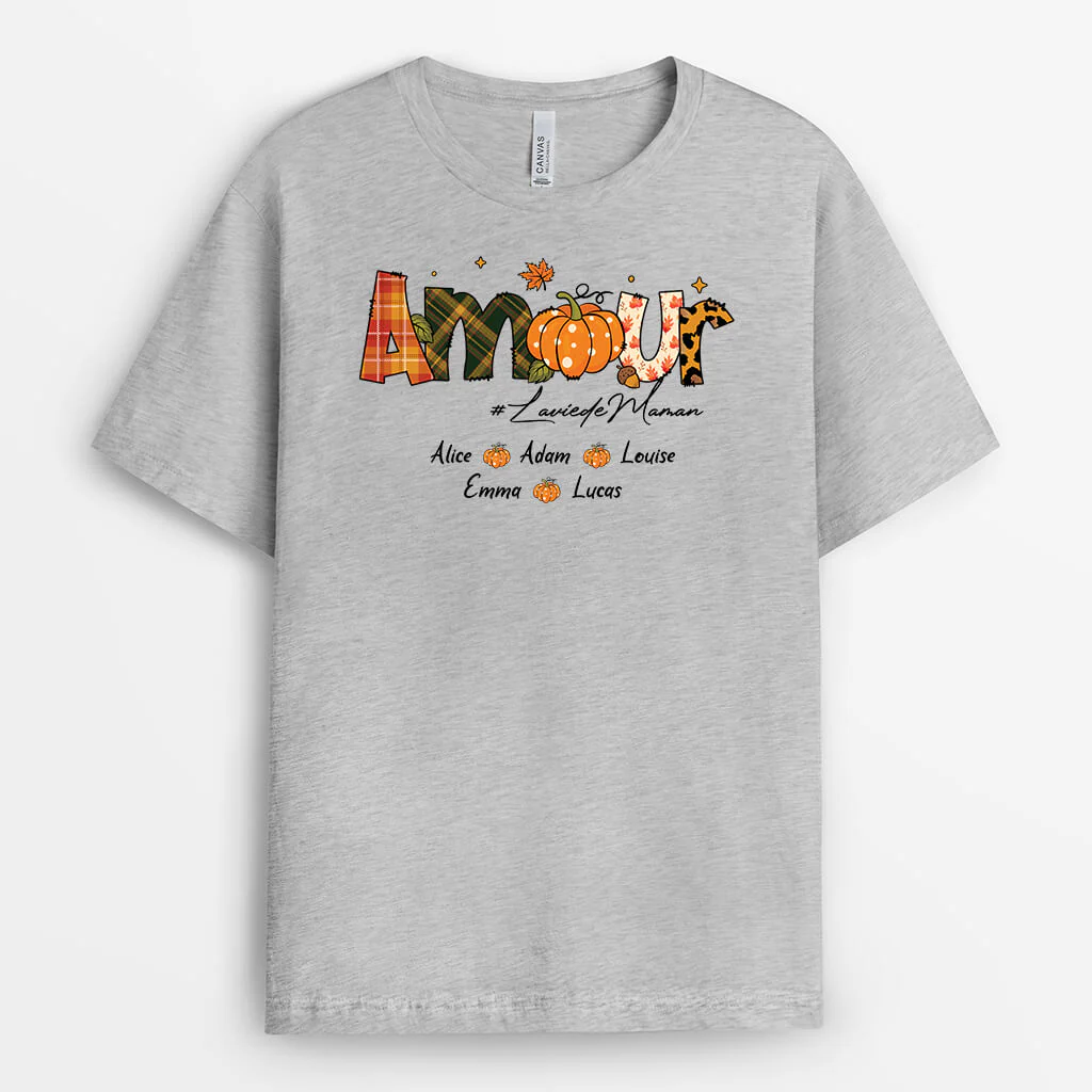 L' Amour De Mamie Version Citrouille - T-shirt Mamie Personnalisé Pour Automne - Image 2