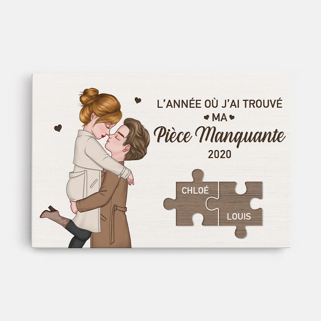 L’année Où J’ai Trouvé Ma Pièce Manquante - Toile Couple Personnalisable