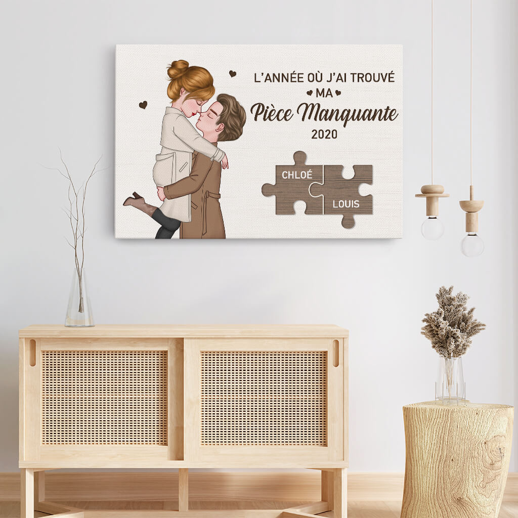 L’année Où J’ai Trouvé Ma Pièce Manquante - Toile Couple Personnalisable - Image 3