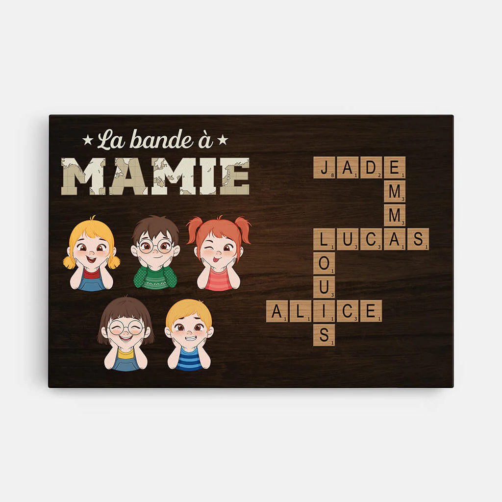 Toile Fete Des Meres | Mots Croisés La Bande À Mamie Version Bois Personnalisé