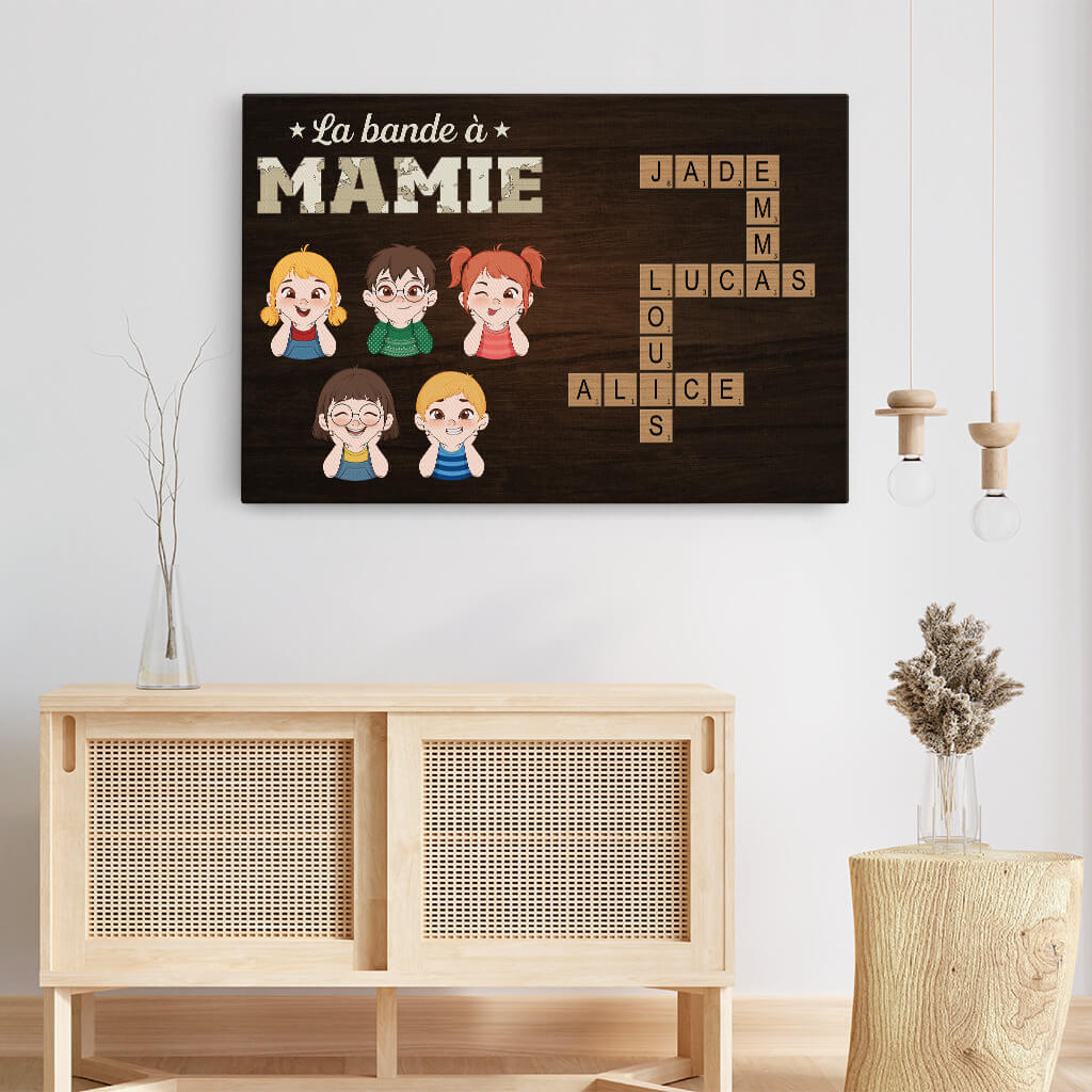 Toile Fete Des Meres | Mots Croisés La Bande À Mamie Version Bois Personnalisé - Image 3
