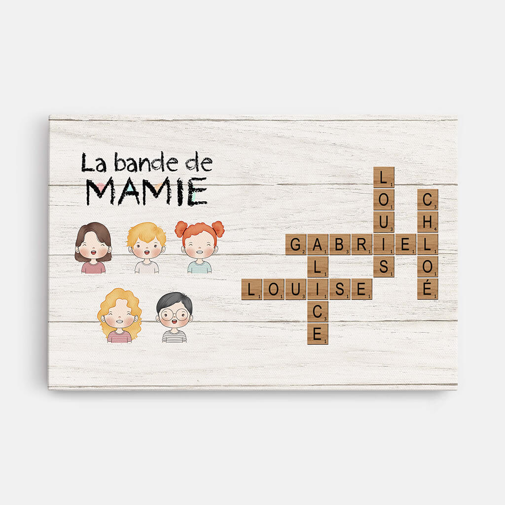 Toile Personnalisée - La Bande à Mamie/Papy Simple Avec Mot Croisé
