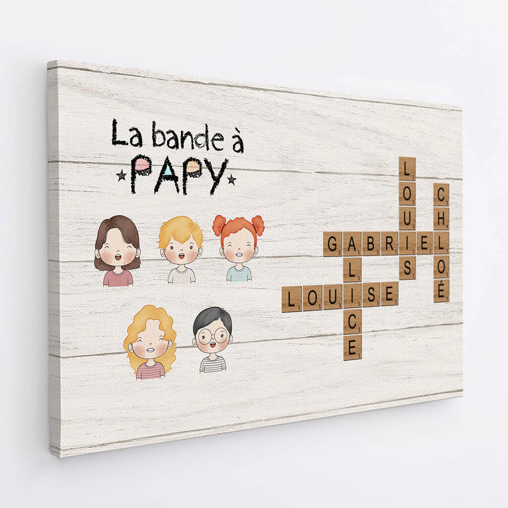 Toile Personnalisée - La Bande à Mamie/Papy Simple Avec Mot Croisé - Image 2