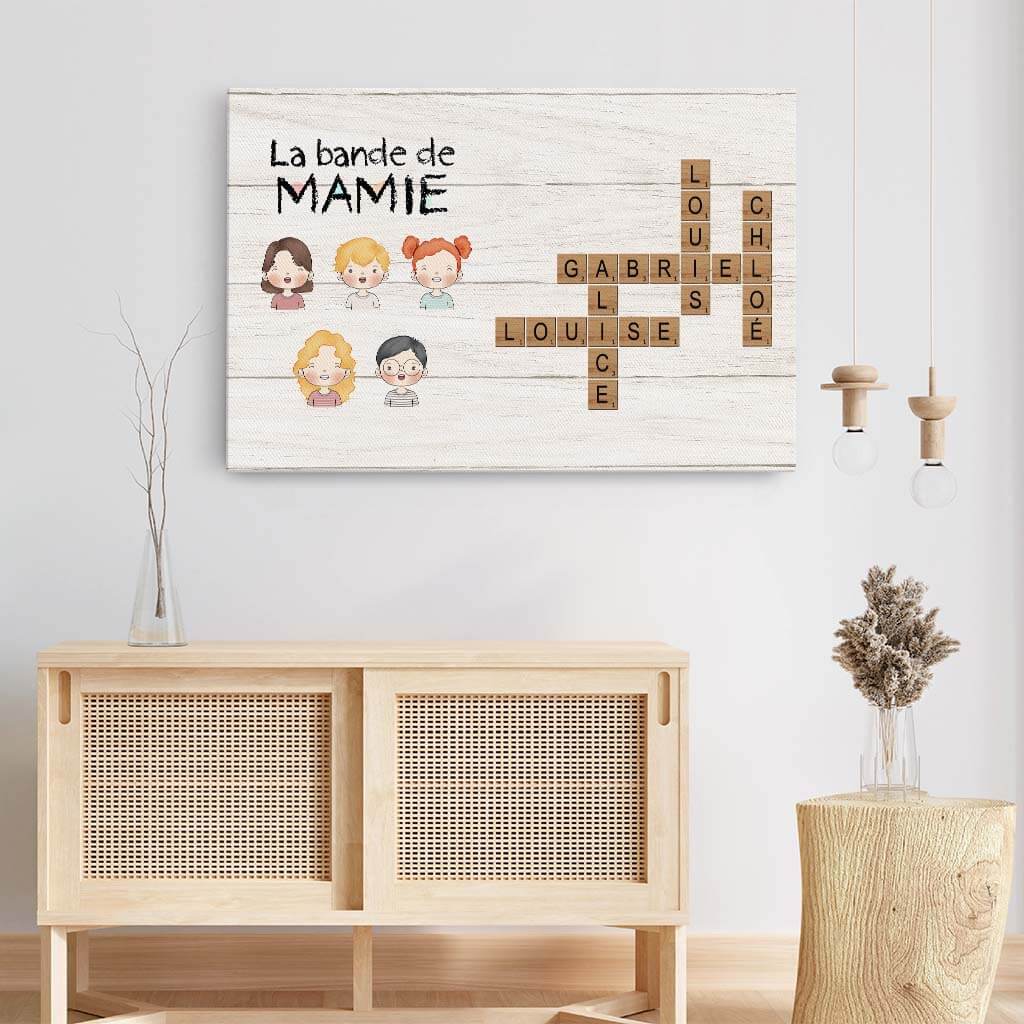 Toile Personnalisée - La Bande à Mamie/Papy Simple Avec Mot Croisé - Image 3