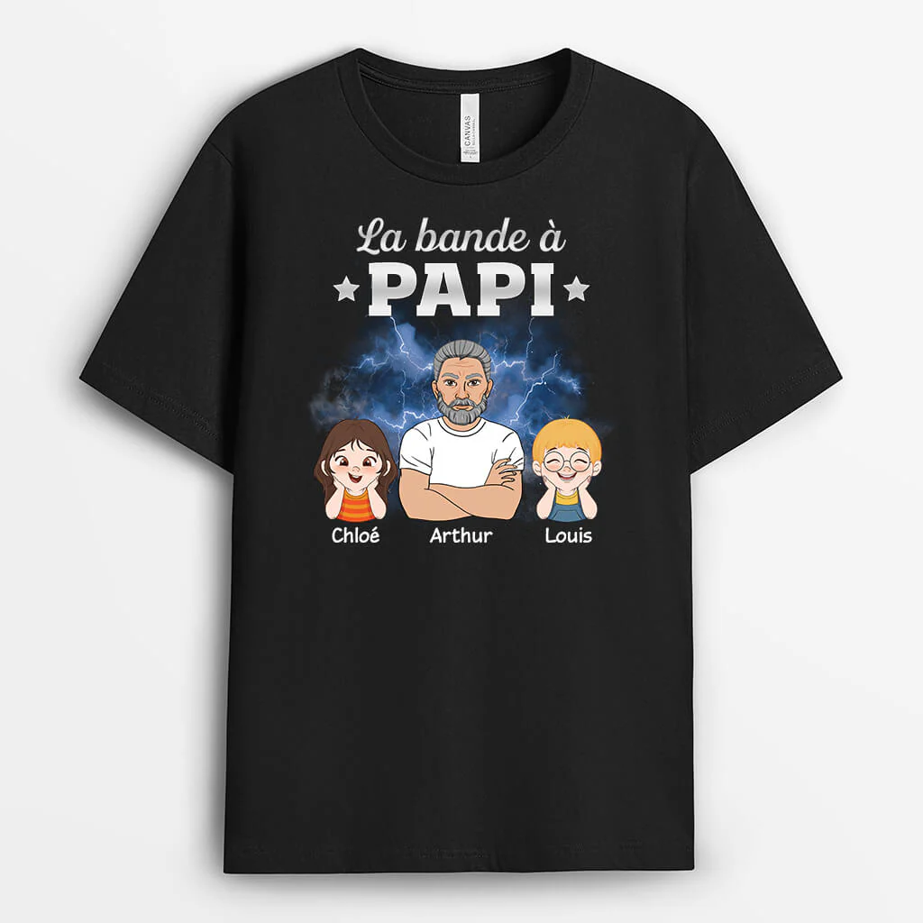 Tee Shirt Personnalisé Papy - La Bande À Papy Cool - Version Tonnerre