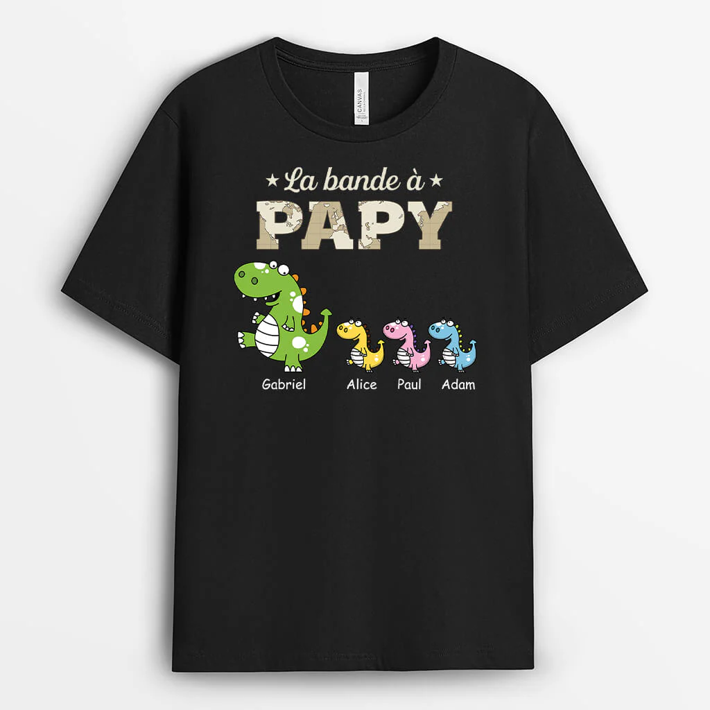 T Shirt Personnalisé Papy - La Bande À Papy Dinosaure Version Carte