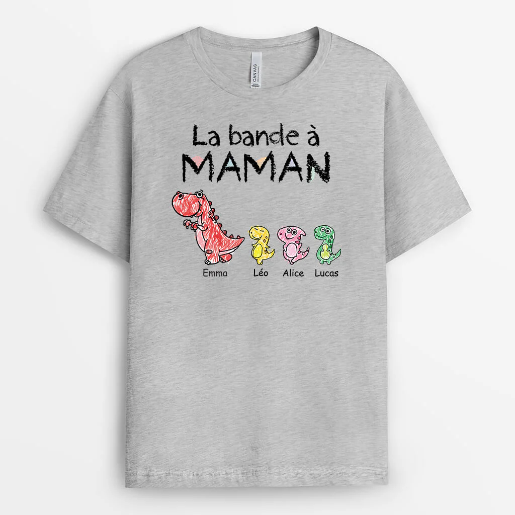 T Shirt Personnalisé Papy - La Bande À Papy Dinosaure - Version Dessin Au Crayon De Couleur - Image 2