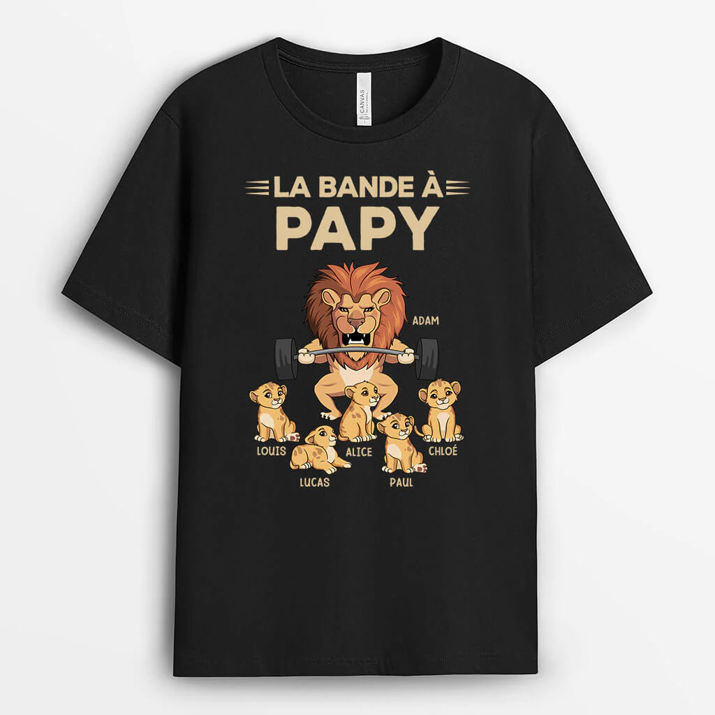 T Shirt Personnalisé Papy - La Bande À Papy Lion Avec Haltères
