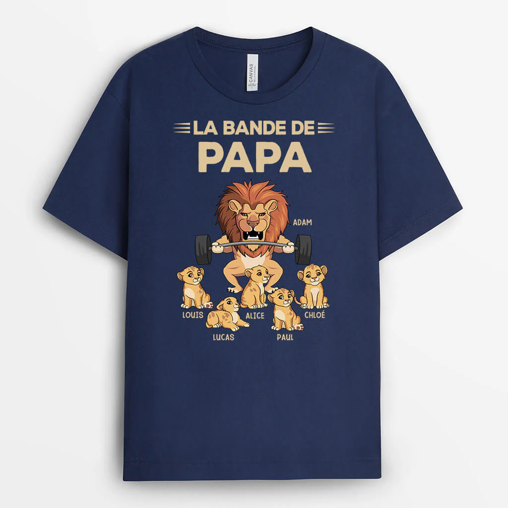 T Shirt Personnalisé Papy - La Bande À Papy Lion Avec Haltères - Image 2