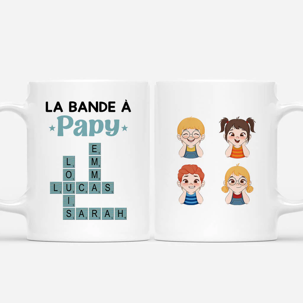 Tasse Personnalisée Papy - La Bande À Papy Avec Mots Croisés