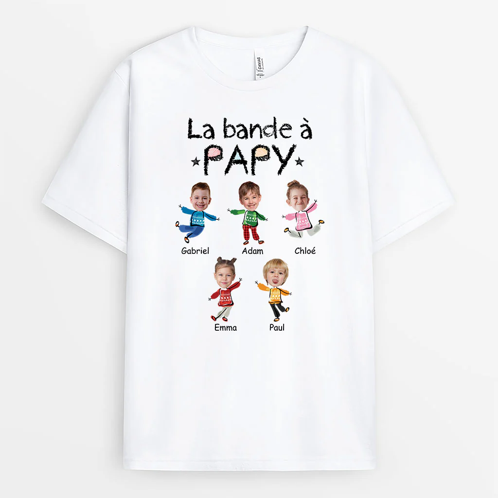 T Shirt Personnalisé Papy - La Bande À Papy - Version Noël Avec Visages