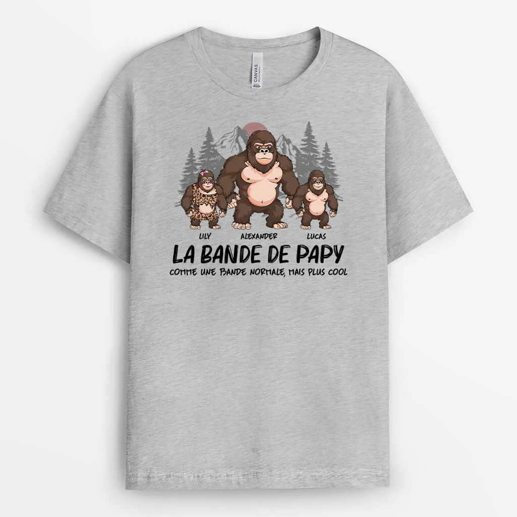 Tee Shirt Personnalisé Papy - La Bande De Papy | Version Singes Géants