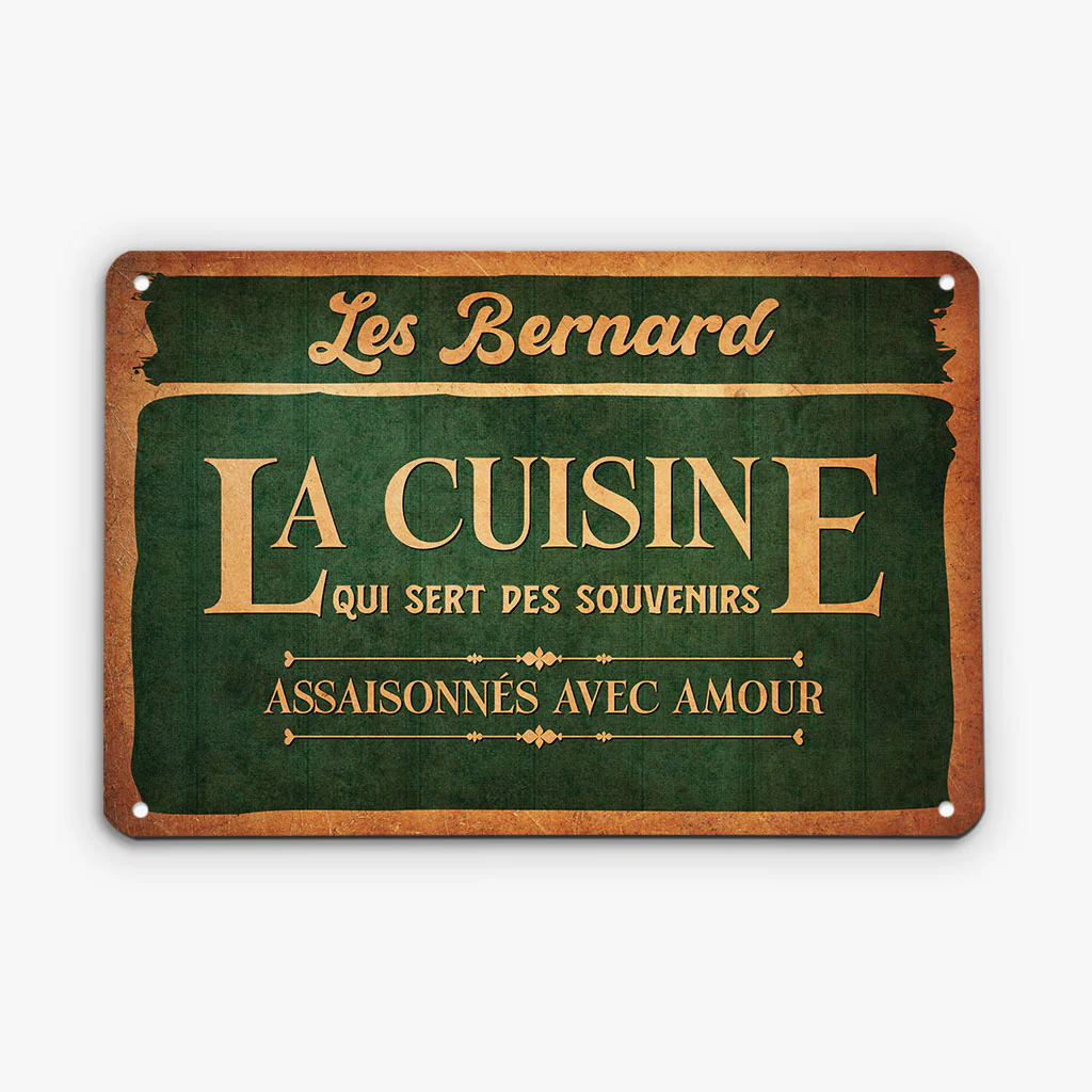 Plaque en métal personnalisée – La cuisine qui sert des souvenirs
