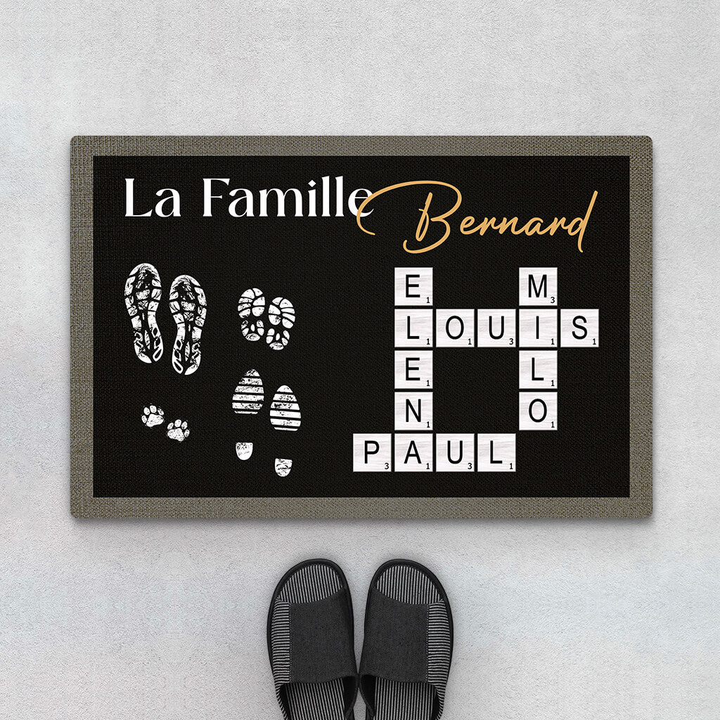 Tapis Personnalisé Famille – La Famille Bernard | Empreintes et Mots Croisés