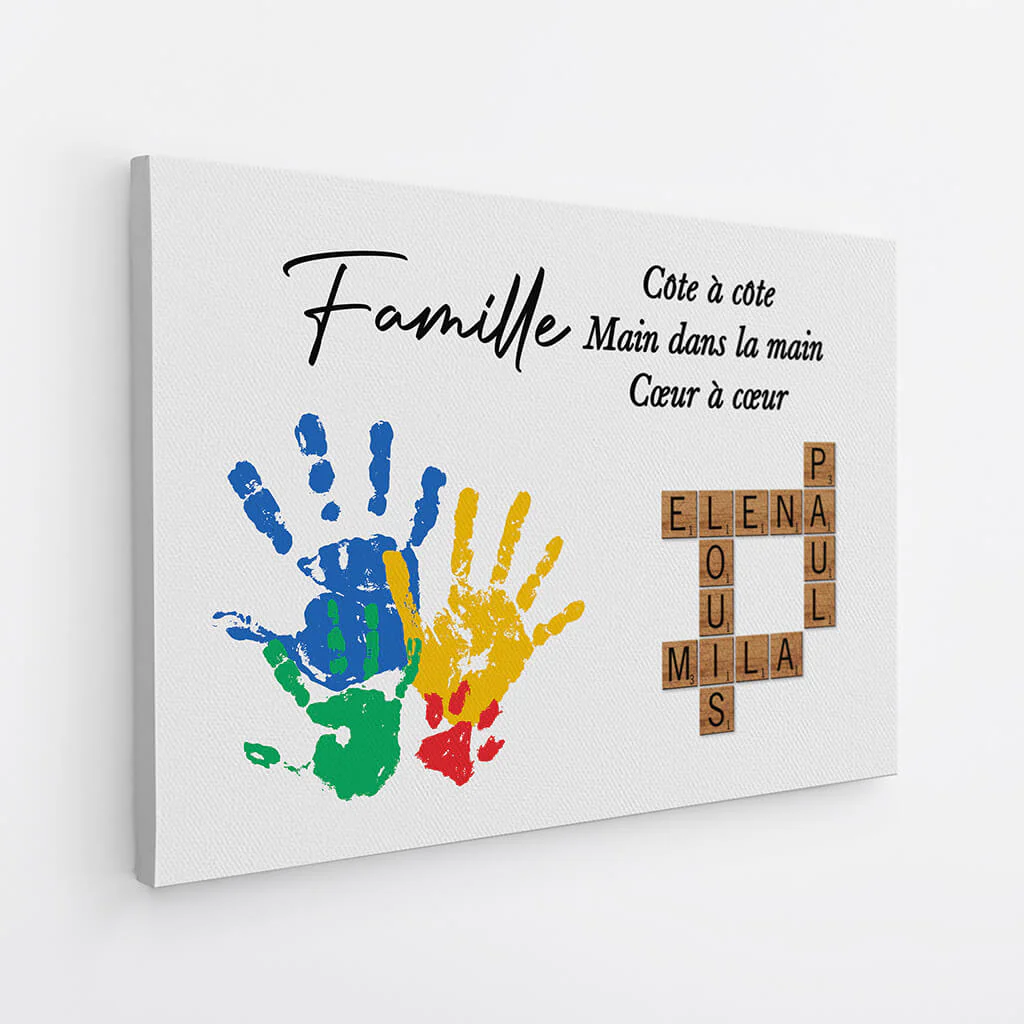 Toile mots croisés famille personnalisée avec Prénoms et empreintes - Image 2