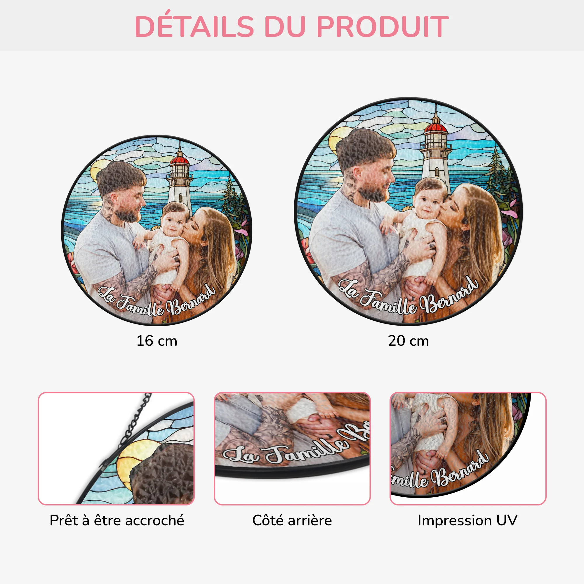 Attrape-soleil Personnalisé En Verre Avec Photo - La Famille De Maman - Image 3
