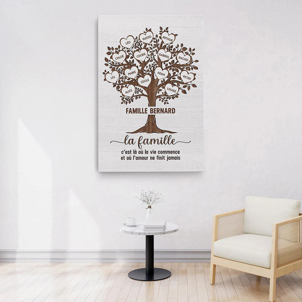 Toile Personnalisée Famille Avec Arbre De Vie En Cœur - Image 3