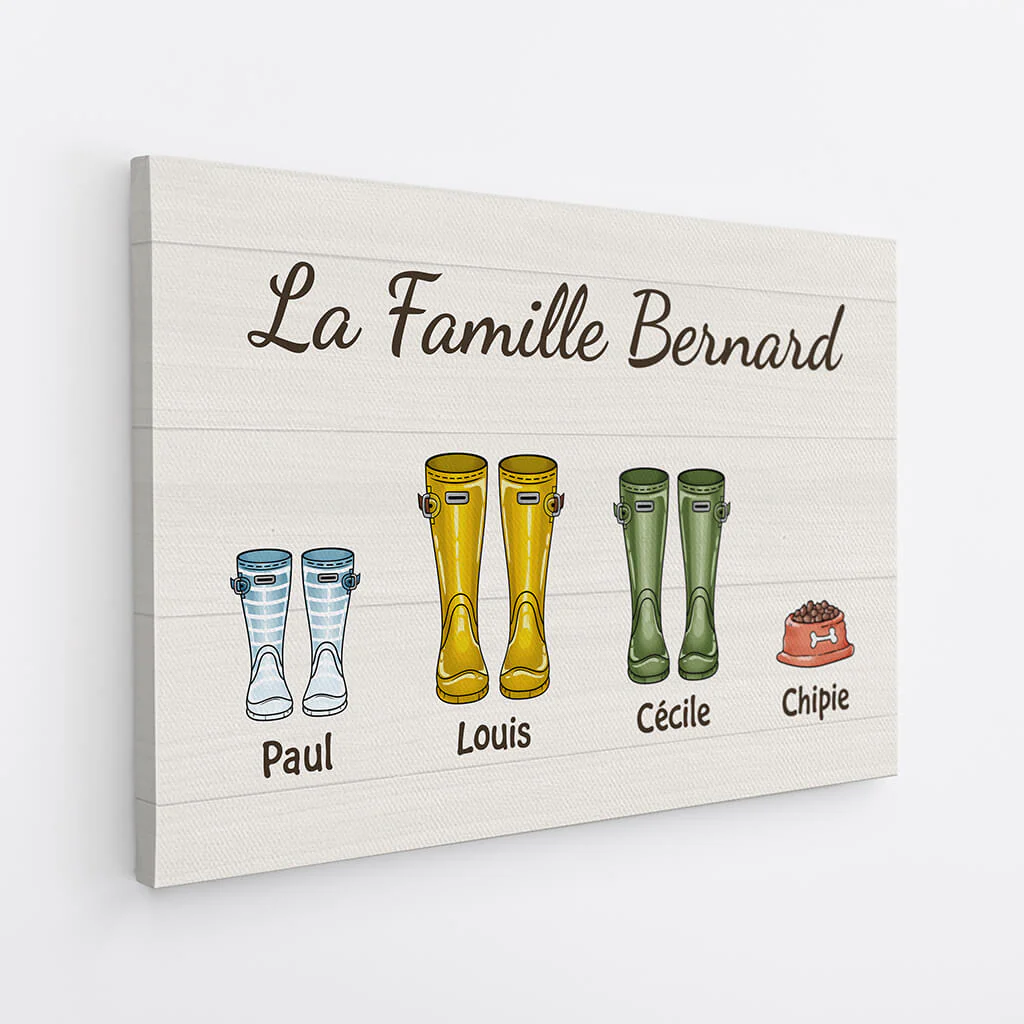 Toile personnalisée famille – Bottes colorées avec prénoms - Image 2