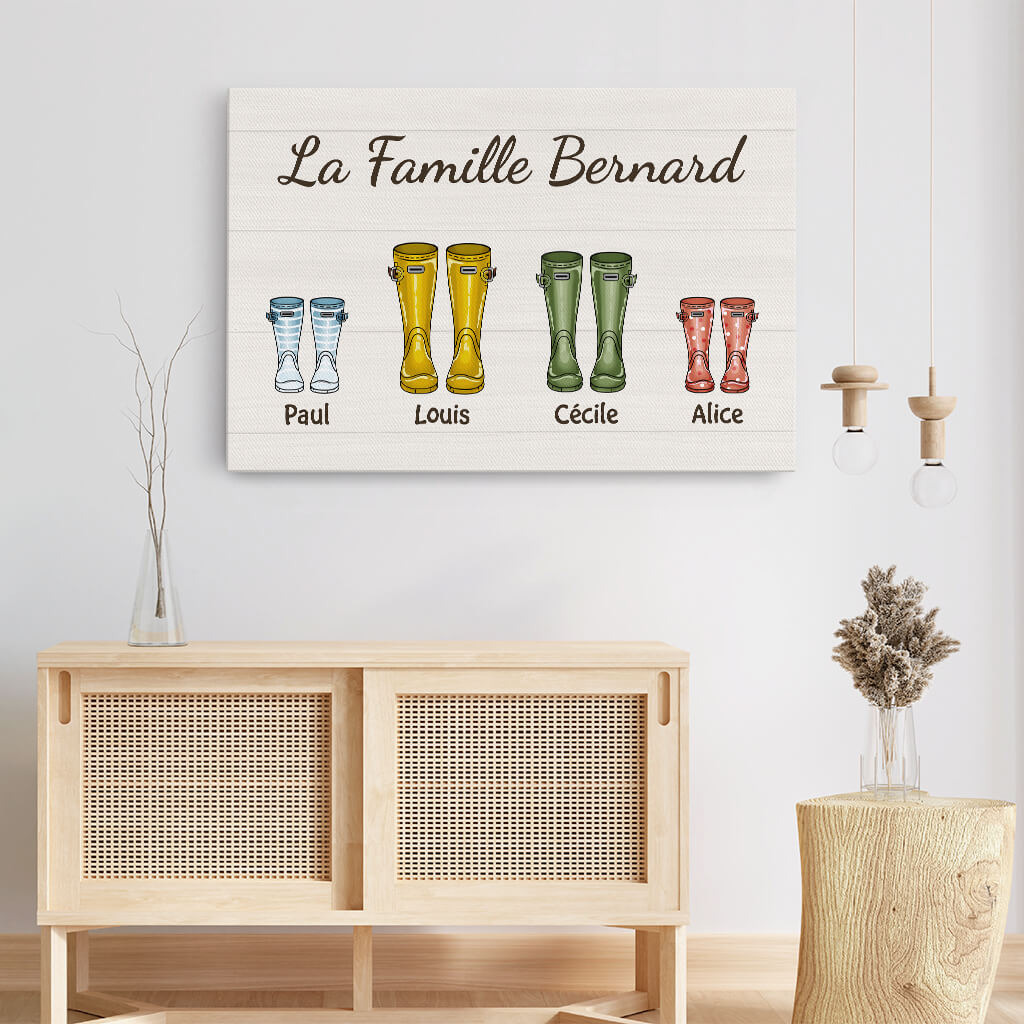 Toile personnalisée famille – Bottes colorées avec prénoms - Image 3