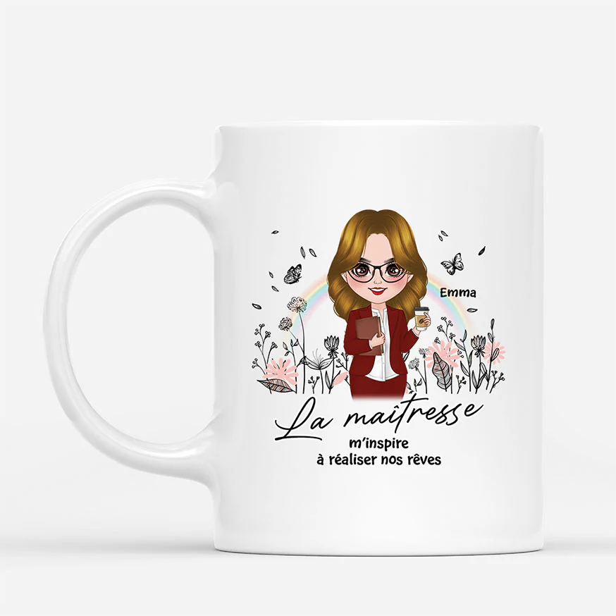 Mug Personnalisé Maitresse - La Maîtresse Nous Inspire À Réaliser Nos Rêves