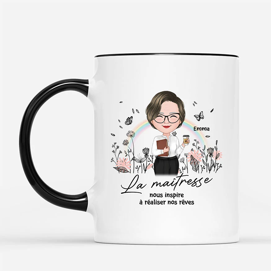 Mug Personnalisé Maitresse - La Maîtresse Nous Inspire À Réaliser Nos Rêves - Image 2